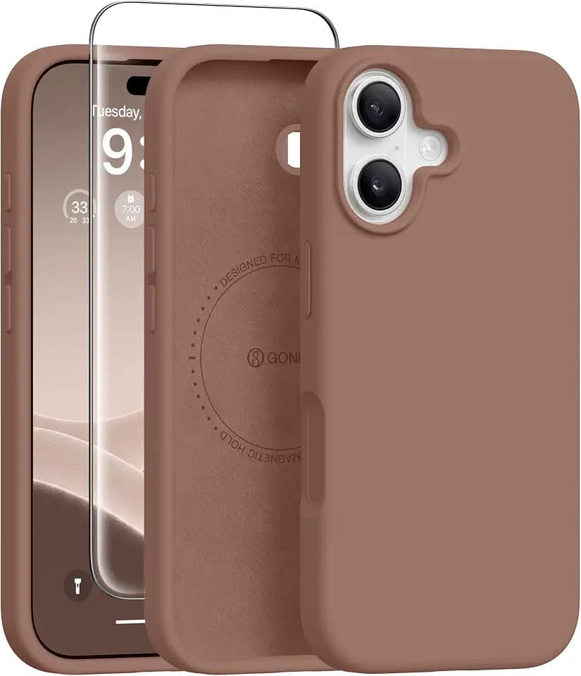 GONEZ für iPhone 17 Hülle Silikon 6,3 Zoll & Displayschutz, [MagSafe-kompatibel] dünne Handyhülle aus Flüssigsilikon, Kratzfeste und stoßfeste, Mikrofaserfutter Schutz Case, Brow