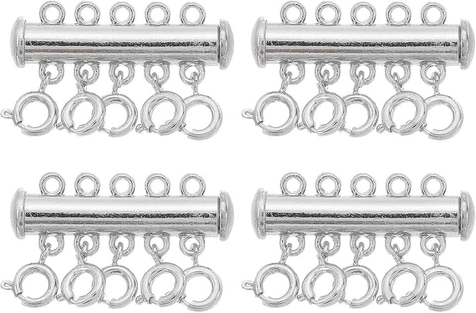 QUARKZMAN 4 Stück Layering Chain Clasp Chain Connector 5 Stränge Silber