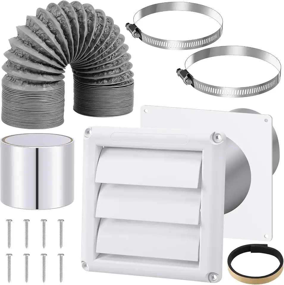 Glooglitter 4 Inch Dryer Vent Kit, Exhaust Ducting Through Wall,Gray