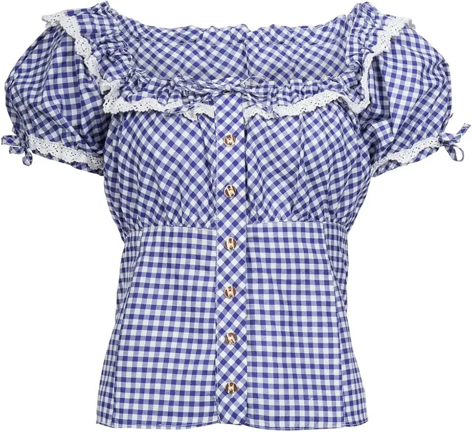 Damen Baumwolle - Trachtenbluse - Bluse Karo