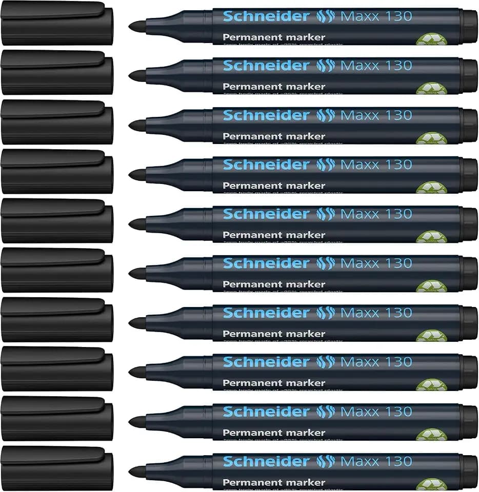 Schneider Maxx 130 Permanent-Marker mit Rundspitze (Strichstärke: 1-3 mm, nachfüllbar) 10er Packung schwarz