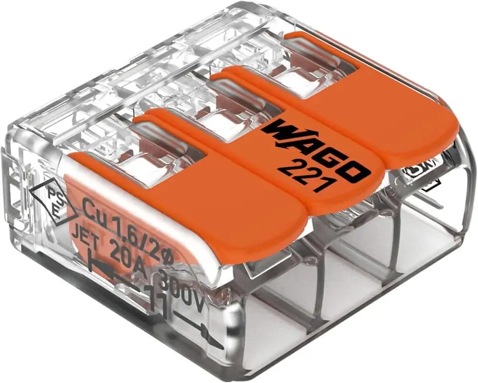 Wago 221-413 Splicing Connector 3 Conductors 0.14-4 mm². Compact Design with Lever, Pack of 50