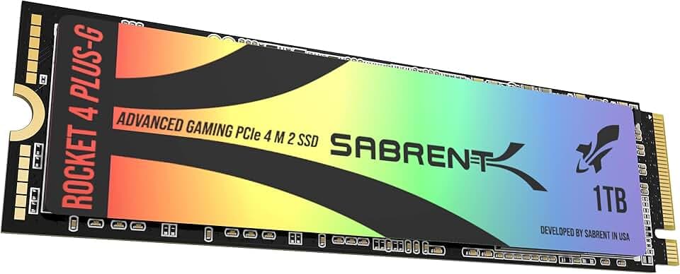 SABRENT Gaming M.2 NVMe SSD 1TB, Internes Solid State 7300 MB/s Lesen, PCIe 4.0 7GBps intern Festplatte Für Gamer, kompatibel mit PlayStation 5, PS5 Konsole, PCs Laptops und desktops (SB-RKTG-1TB)