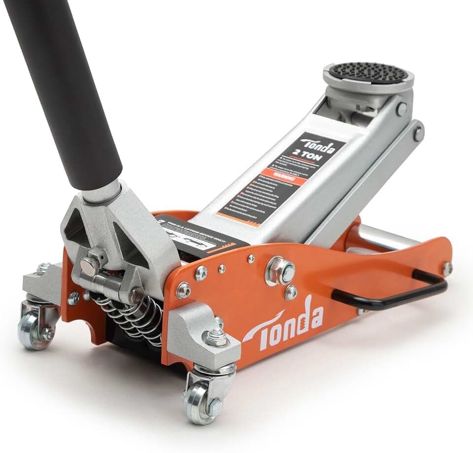 TONDA 2 Ton Low Profile Floor Jack, Aluminum Steel Car Jack, Orange