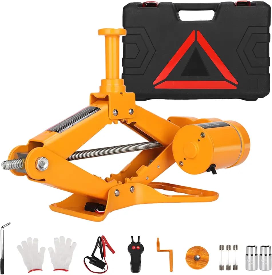 ROGTZ Electric Scissor Car Jack Kit, 3Ton 12V Portable Auto Car Lift with 17.7" Range for SUV/Sedan, Floor Jack for Tire Change & Roadside Emergency