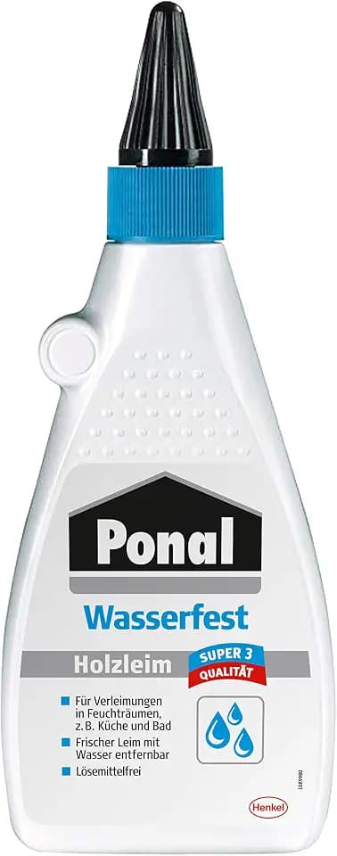 Ponal Holzleim Wasserfest, wasserfester Kleber für Feuchträume, 1x550g | Trocknet farblos, lösemittelfrei, für Montage-, Fugen- & Flächenverleimung, mit Wasser entfernbar