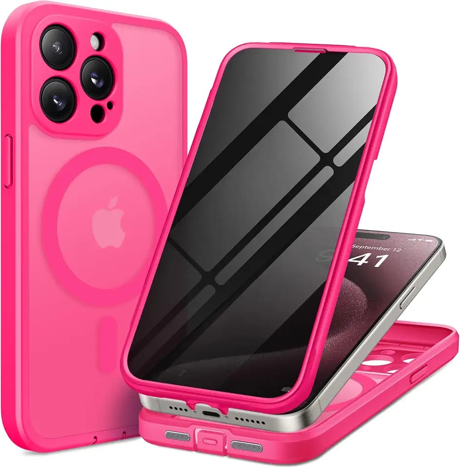 TIESZEN for iPhone 15 Pro Max Case, Compatible with MagSafe, Hot Pink