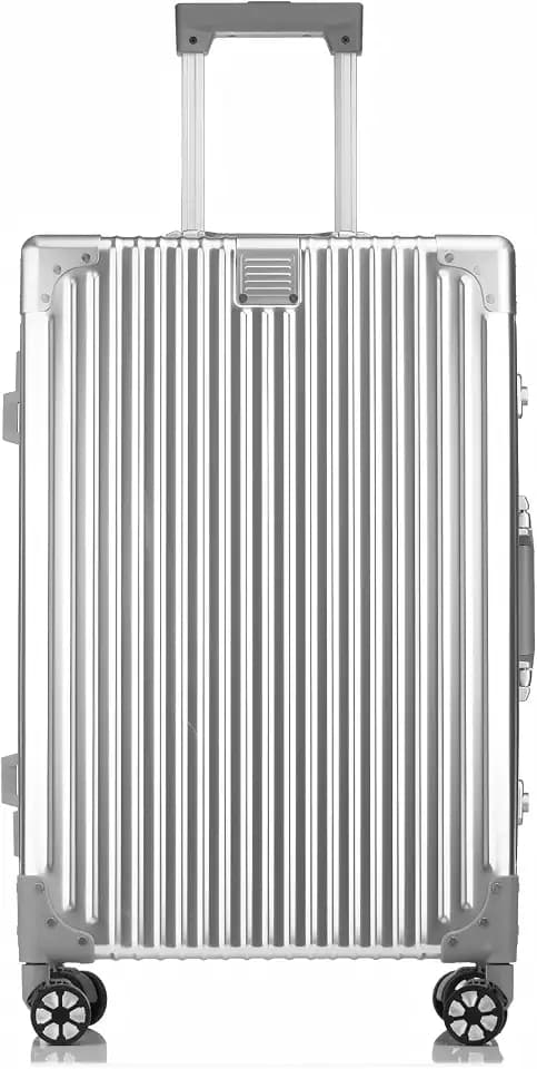 HotWay All Aluminum Zipperless Suitcase, Carry On 20 Inch, Silver