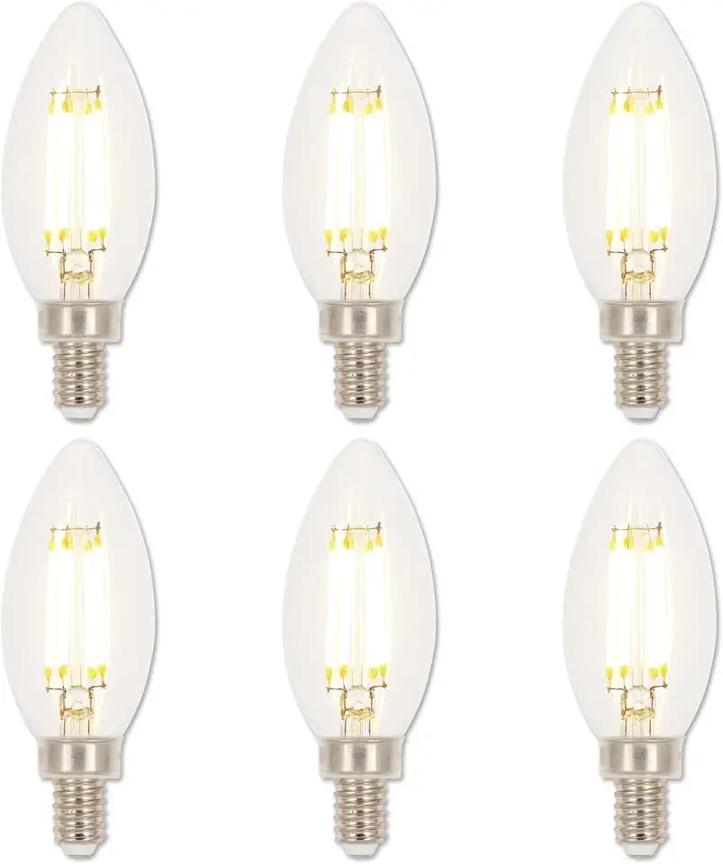 Westinghouse 5265120 4.5 Watt (60 Watt Equivalent) B11 Dimmable Clear Filament LED Light Bulb, Candelabra Base, 6 Pack
