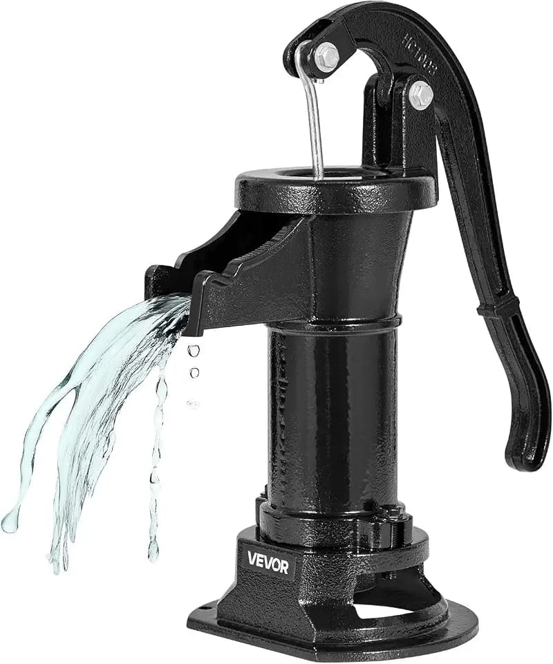 VEVOR Well Hand Pitcher Pump, 25 ft Maximum Lift, Antique Cast Iron Manual Hand Water Pump, NPT 1-1/4 in Connection, Easy Installation, Old Fashioned for Outdoor Garden, Pond, Backyard, Farm, Black