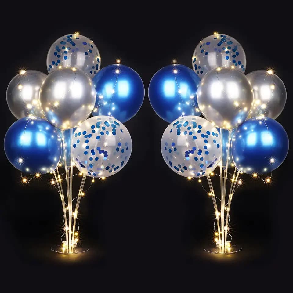 AUAUY 2 Stück Tisch Ballon Stand Kit, Wiederverwendbar 16 und 2 Lichtern