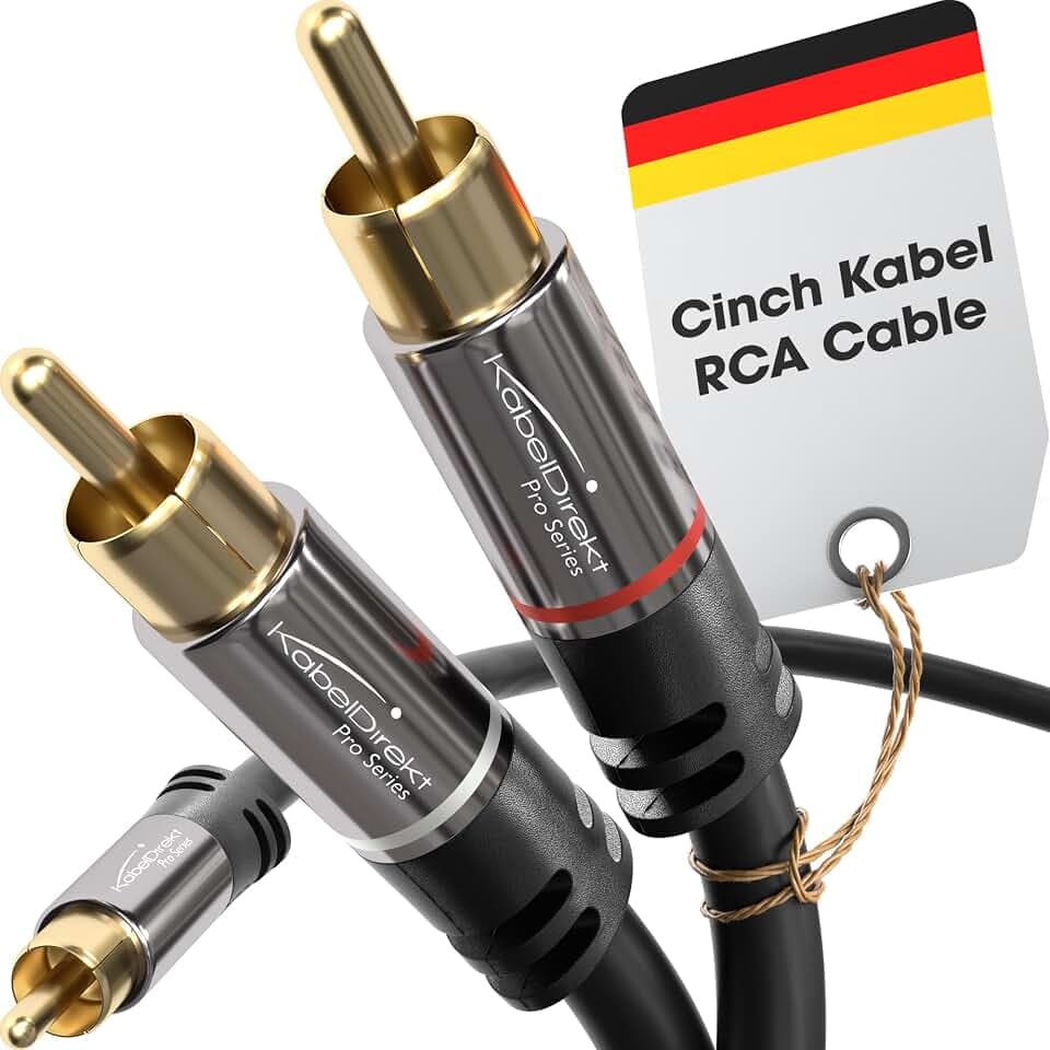 KabelDirekt – Cinch-Y-Kabel – 2,0m – 1-auf-2, Stereo – für Subwoofer