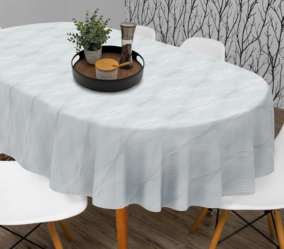 Elegant Oval Tablecloth - Water-Resistant, Fade-Resistant, Reusable Farmhouse Table Cloth for Indoor Home Decor - Available in 54"x72", 60"x84", 60"x102", 60"x120"