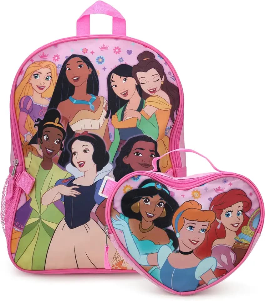 Fast Forward Disney Princess 15'' Kids Backpack and Lunch Bag Set 2 Piece
