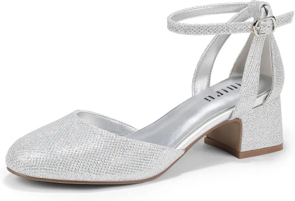 IDIFU IN2 Women's Pumps Closed Round Toe Low Block Dressy Heels