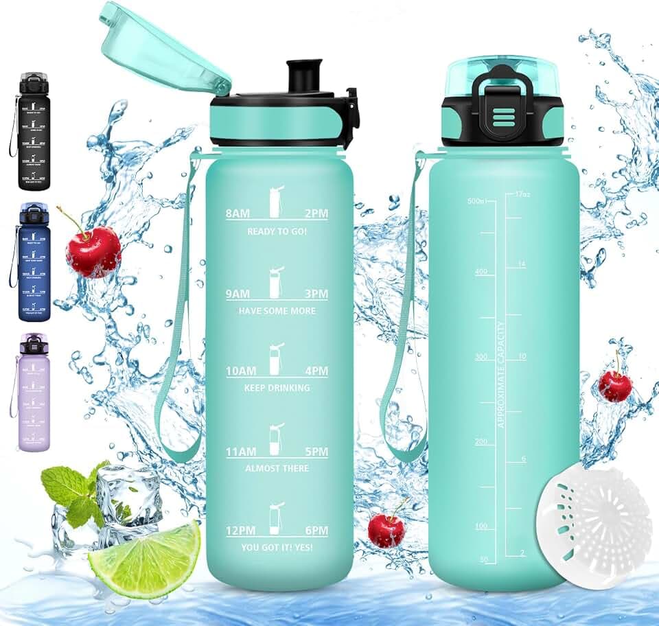 Vikaster Sport trinkflasche, 500ml BPA-frei, Auslaufsicher, Trinkflasche Kohlensäure Geeignet, Wasserflasche sport für Fahrrad, Fitness, Schule, Kinder, Outdoor