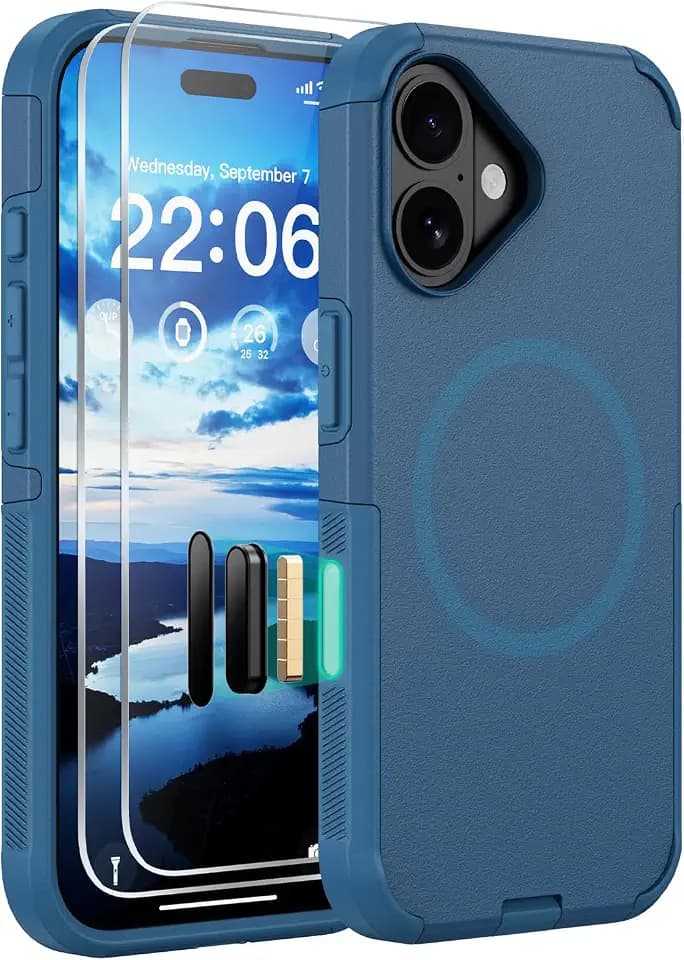 Diverbox Magnetic for iPhone 17 Case-Compatible with MagSafe,with Screen Protector,with Port Protection,with Camera Control Button,Slim & Tough Phone Case (Blue)