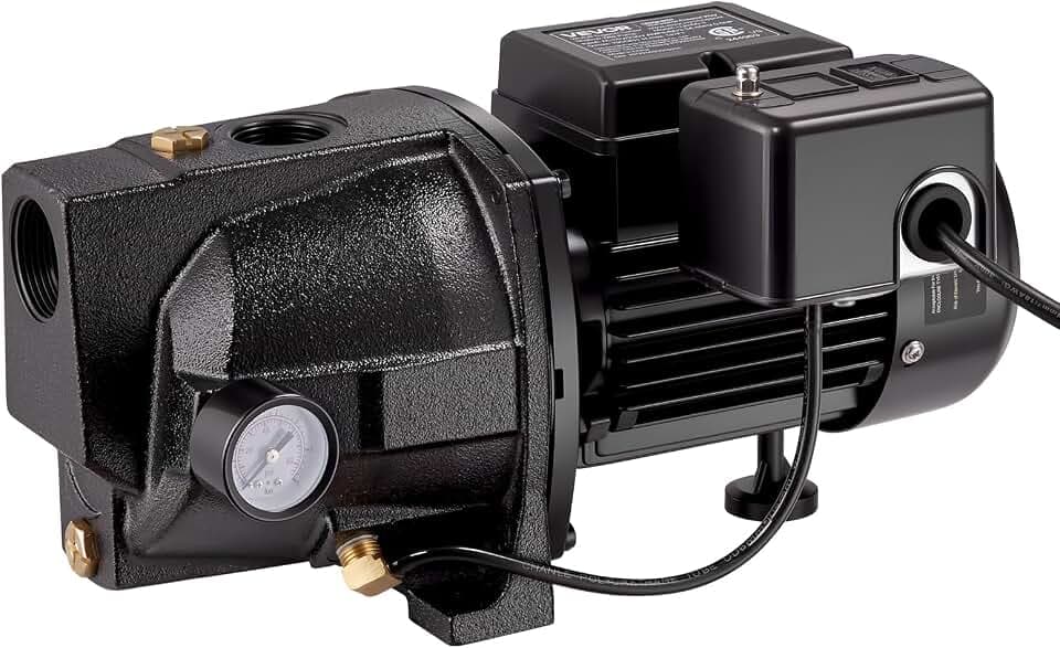 VEVOR 1/2 HP Shallow Well Jet Pump, AC 115/230 Volt, 790 GPH Dual Voltage Cast Iron Well Jet Pump, with 147 ft Max Head Lift, Automatic Pressure Switch, for Garden Irrigation Lawn Sprinkler System