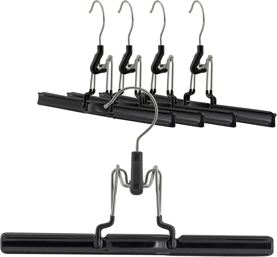 Mawa by Reston Lloyd Non-Slip Space-Saving Clothes Hanger with Clamp For Pants & Skirts, Style M/26, Set of 5, Black