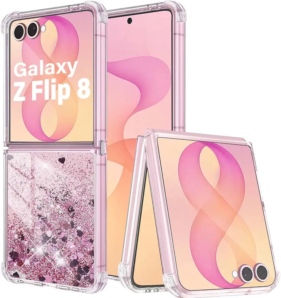 Hülle für Samsung Galaxy Z Flip 8 5G, Transparent Glitzer Handyhülle