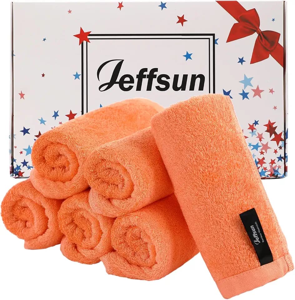 Wash Cloths 6 Pack,Super Soft Face Towel on Sensitive Skin,13''x13'',Orange