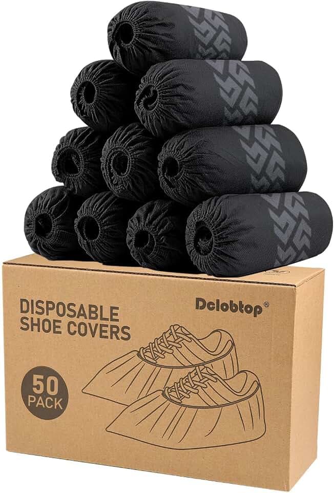 Shoe Covers Disposable Non-Slip - Black Shoe Covers for Indoors,50Pcs Booties for Shoe cover,Fits Up To 11 US Men and 13 US Women Size,Non-Woven Fabric