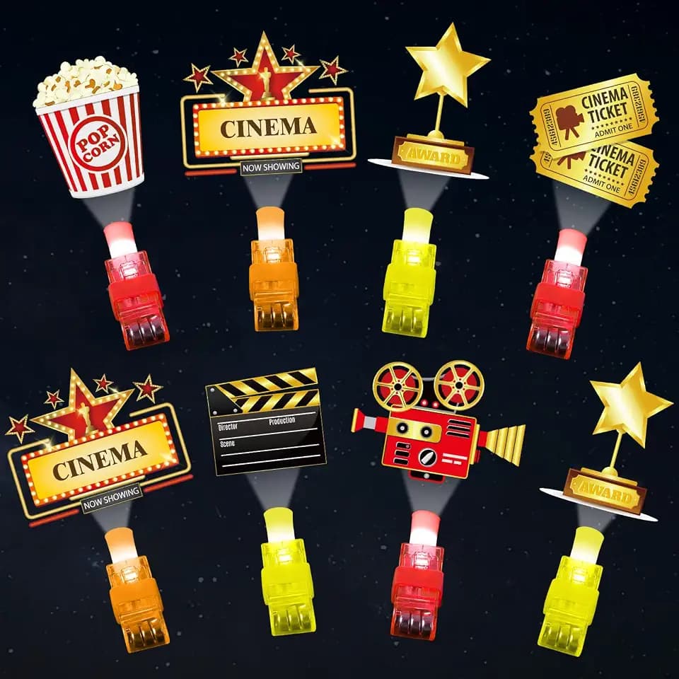 36Pcs Movie Night LED Finger Lights Movie Theme LED Finger Lights Glow in the Dark Light Up Toys Back to School Supplies for Kids Birthday Party Goodie Bag Stuffer Birthday Gifts Classroom Prize