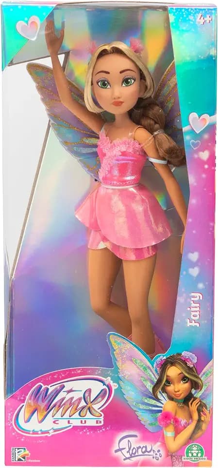 Winx Club Fairy Doll – Flora with Glitter Wings & Articulated Joints – Magical Fairy Transformation Outfit – Removable Accessories – Official Winx Toy for Girls – Ages 4+