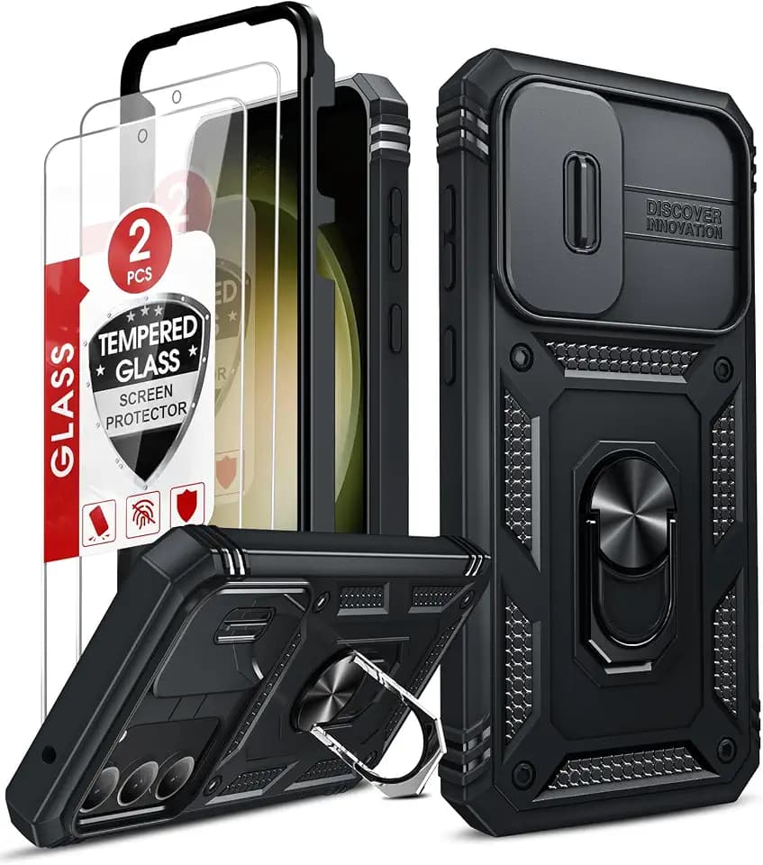 LeYi for Galaxy S23-FE Phone Case [Military-Grade] & Magnetic Stand, Black