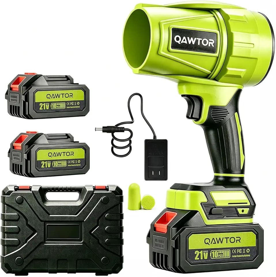 Handheld Leaf Blower Cordless Mini with Battery and Charger, 1300000 RPM Turbo Jet Blower with 2×4.0Ah Batteries & Fast Charger, Blower for Drying Car, Patio, Lawn, Garage