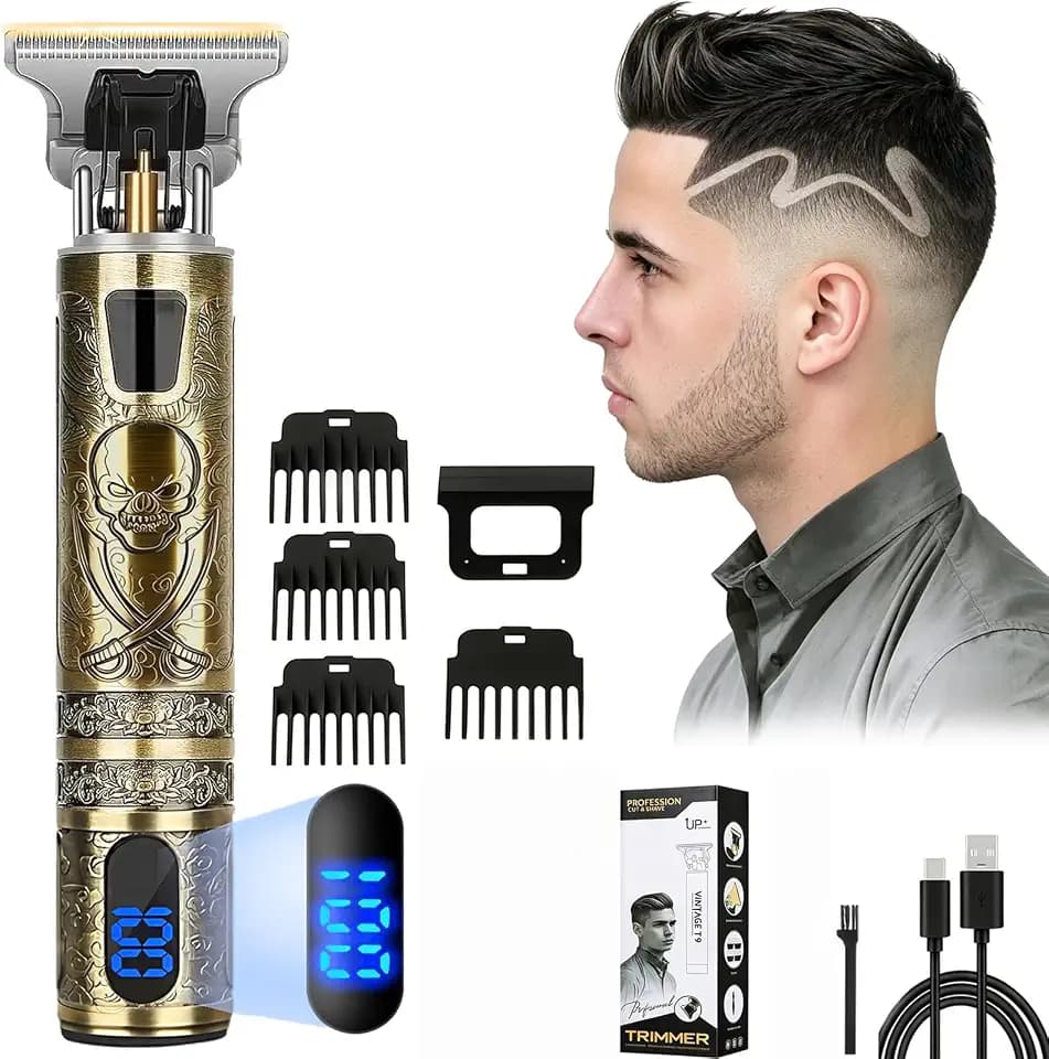 Haarschneidemaschine Profi, Trimmer Barttrimmer Herren LED, Konturen Haartrimmer, IPX7 Wasserdichte Präzisionstrimmer, T-förmiger Trimmer, Körperhaartrimmer, 4 Aufsätzen (1.5-4mm) (Haidao)