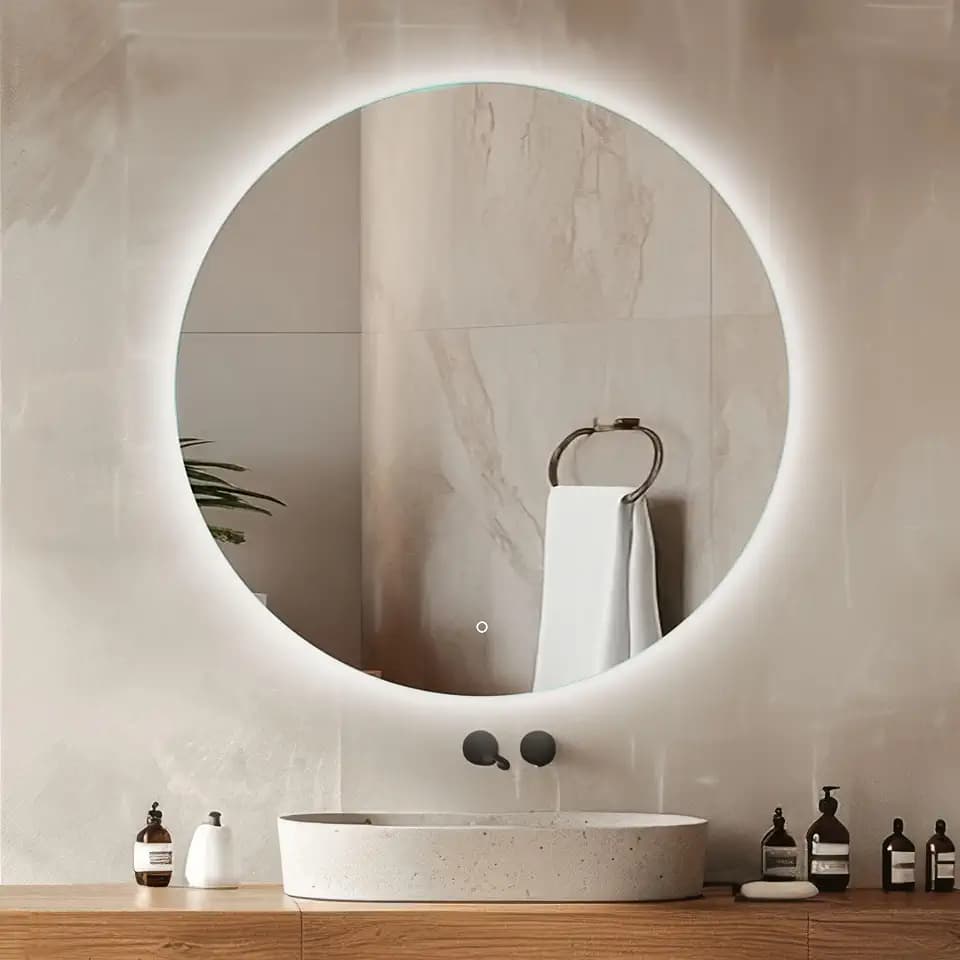 Venti Runde LED Badspiegel 60 cm, Hinterleuchtung