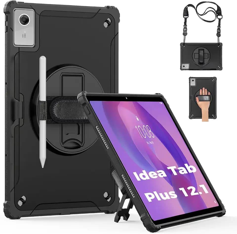 Junfire Protective Case for Lenovo Idea Tab Plus 12.1 inch 2025,Black