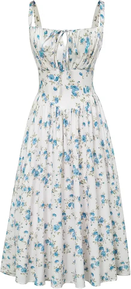 SCARLET DARKNESS Damen Viktorianisches Blumen Korsett Spaghetti Sommerkleid