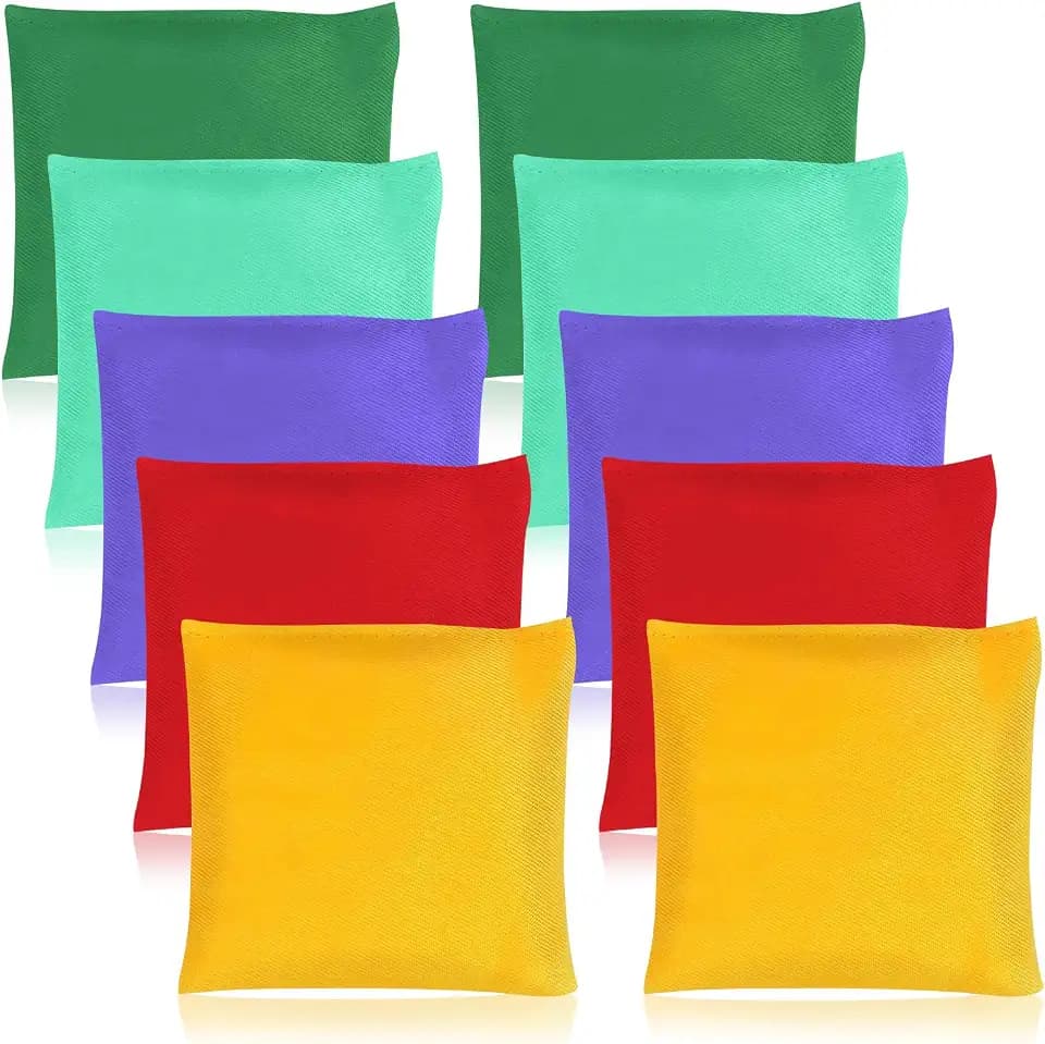 Bohnensäckchen, 10 Stück Cornhole Säckchen, Bunte Bean Bags, Wurfsäckchen Wurfspiel Set für Kinder, Sitzsäcke Werfen, Toss Game Bunte Sitzsack für Outdoor Gärten Jonglieren Spiel, 10x10CM