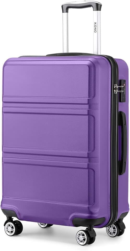 KONO Zwillingsrollen Hartschale Trolley Koffer Reisekoffer Handgepäck 55cm Bordgepäck (Violett, M)
