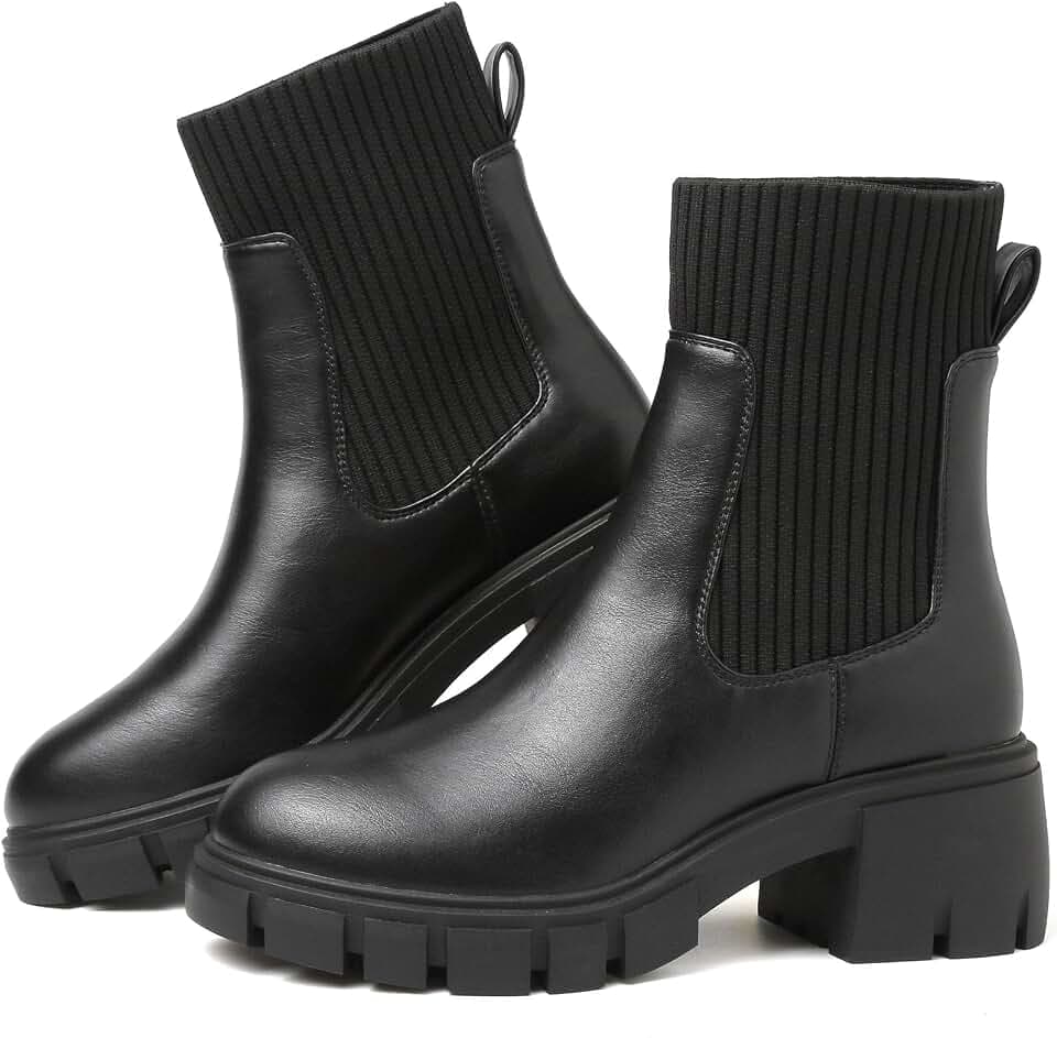 Bravover Chelsea-Stiefel für Damen, wasserdicht, Schlupfstiefel, klobiger Absatz, Größe 36-41