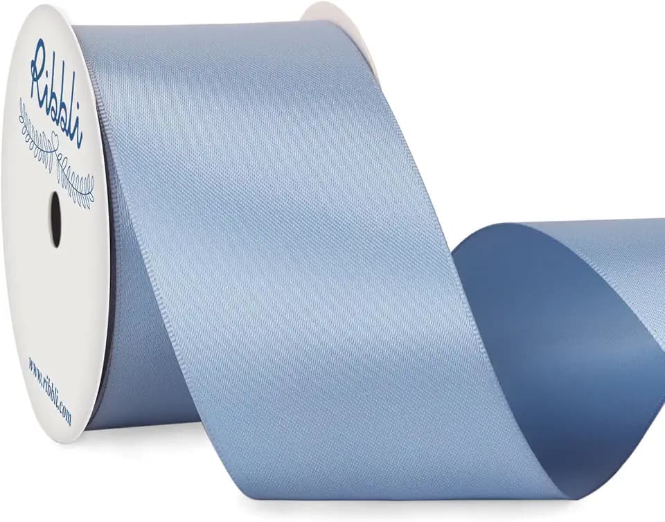 Ribbli Dusty Blue Double Faced Satin Ribbon, 2 Inches,10-Yard Spool