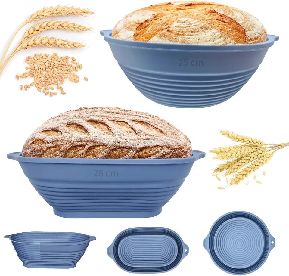 Gärkörbchen Brot Set: 28cm Gärkorb Oval + 25cm Gärkorb Brot Rund