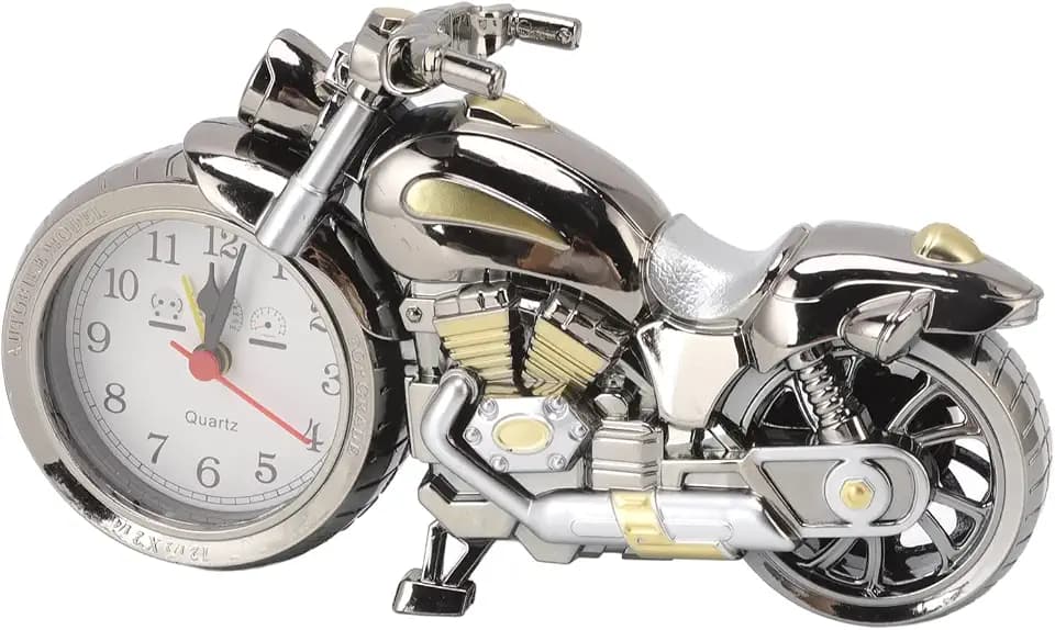 Yctze Motorrad Wecker für - Vintage -Design mit Sound & TimeKee in K D. (168A Dunkelgold, zweifarbig)