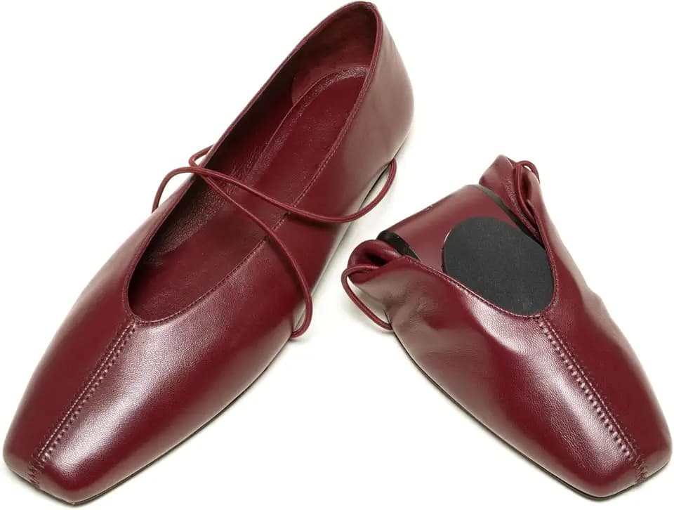 Mary Jane Flats for Women Square Closed Toe Ballet Flats Shoes Slip On Ballerina Flat Comfortable Cute Party Dressy Casual Shoes