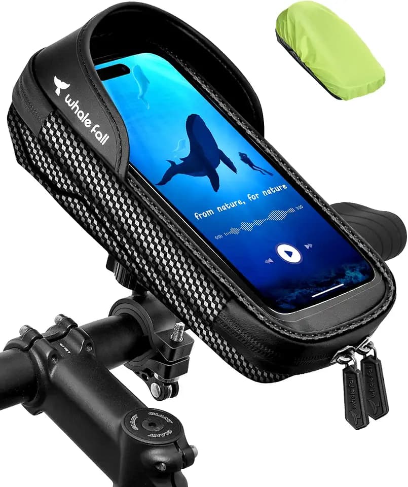 whale fall Bike Phone Holder, Waterproof Handlebar Bag for Phones up to 7"