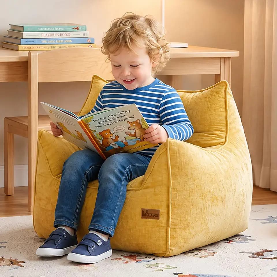 Fluffy Bean Bag Chair for Kids Teens & Adults(S-Yellow)