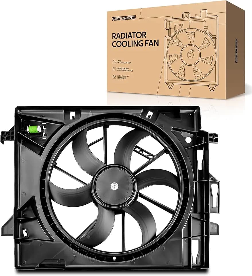 Torchbeam Engine Cooling Radiator Fan Assembly Compatible with Chrysler Town & Country 2008-2010,Compatible with Dodge Grand Caravan 2008 2009 2010 Radiator Cooling Fan Kit Replacement 621-028