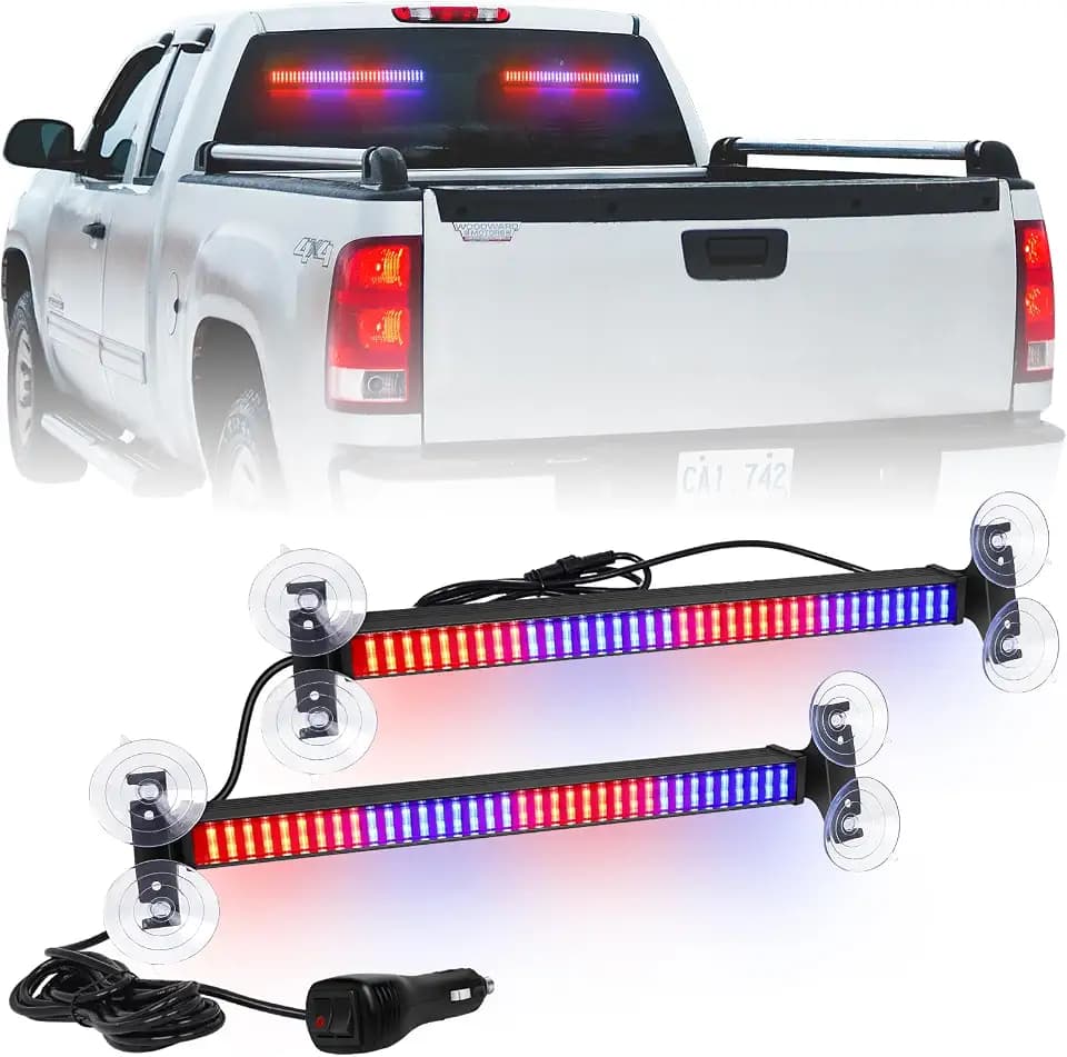 XRIDONSEN 2X 17.7 inch Windshield Light Bar 144 LED Strobe Lights