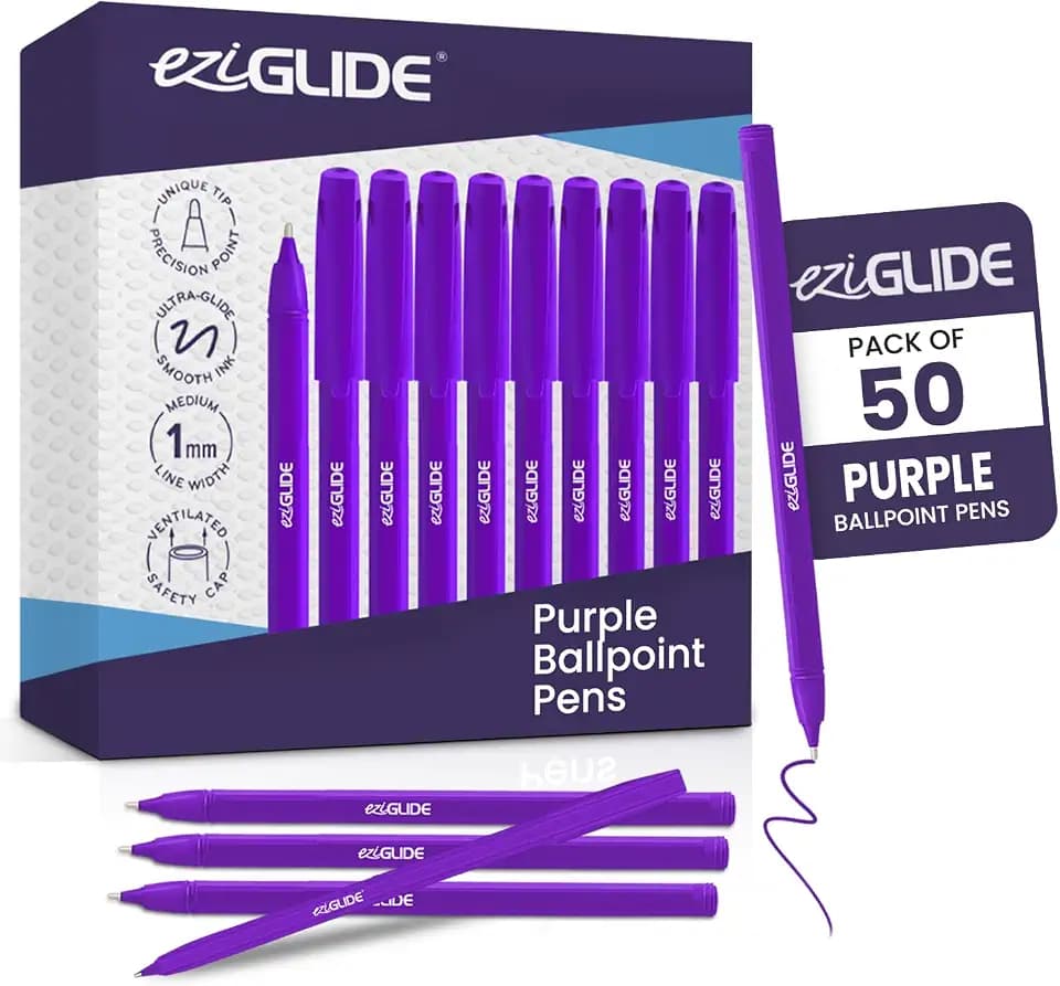 Eziglide Kugelschreiber, Lila, mittlere Spitze (1,0 mm), 50er-Pack