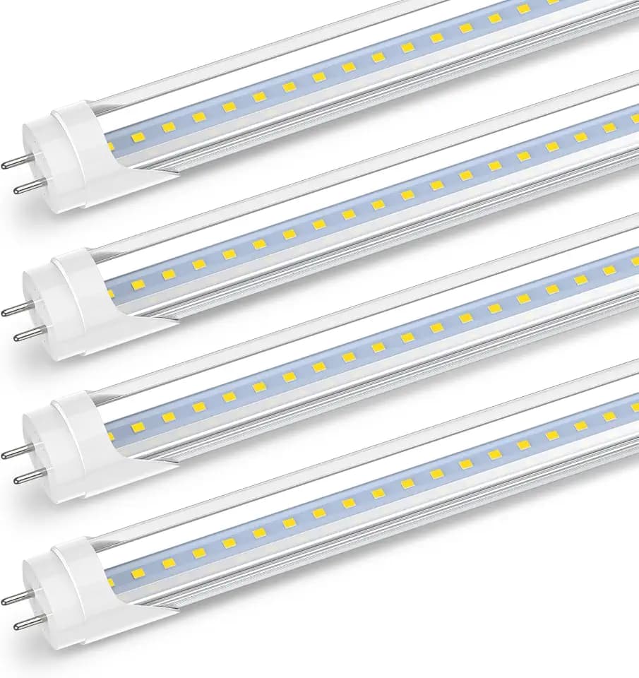 Romwish 2FT LED Tube Light, T8 T10 T12 Type B LED Light Bulb, 10W(24W Equiv.), 5000K Daylight, 1120LM, 24 Inch F20T12 Fluorescent Replacement, Remove Ballast, Double-Ended Power, Clear Cover, 4 Pack