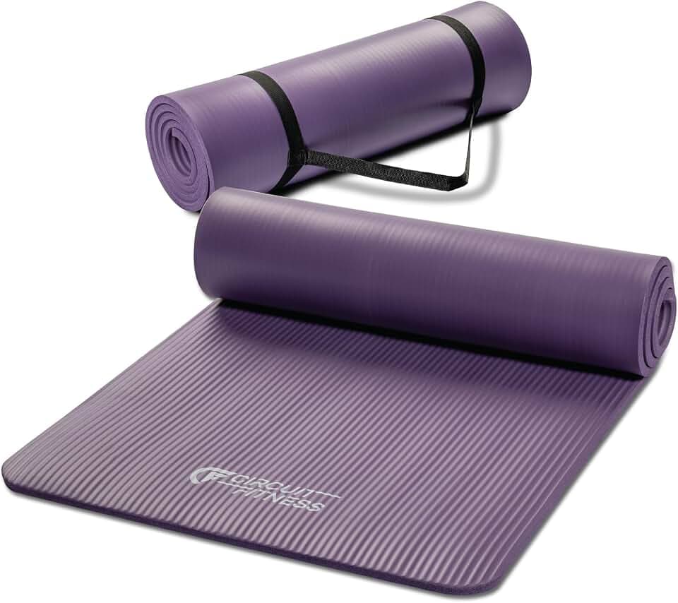 Circuit Fitness by Marcy Non-Slip Multi-Purpose Exercise Yoga Mats with Carrying Strap Multi-Thickness, Multi-Color Options