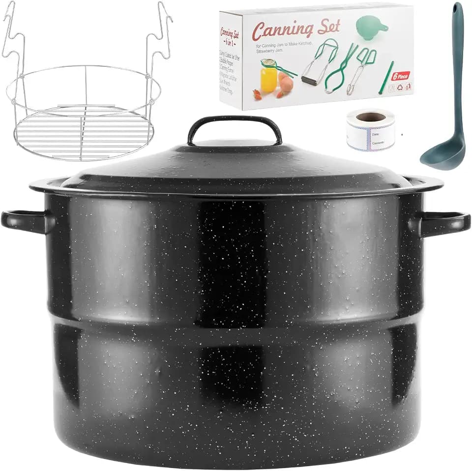 Canning Pot with Rack & Lid-Canning Kit for Beginners, 21.5 Quart Stock Pot