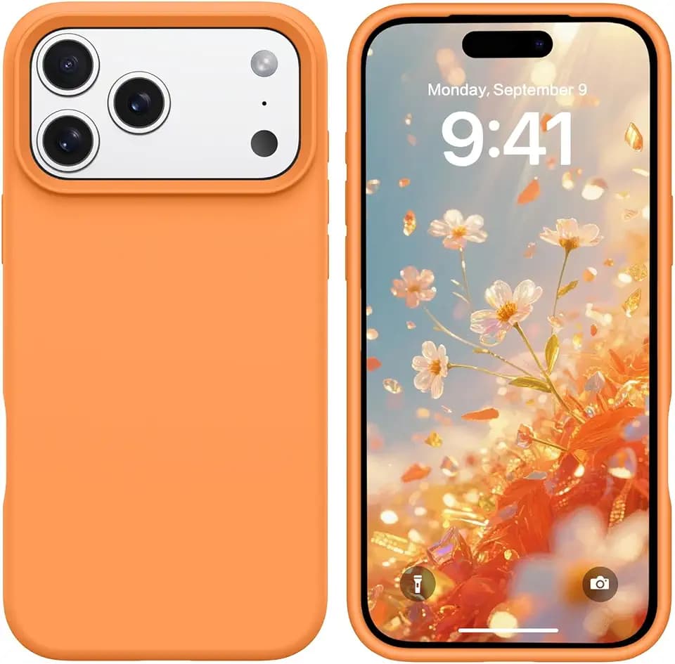 BENTOBEN for iPhone 17 Pro Case, Liquid Silicone Anti-Slip Microfiber Lining 17 ProPhone Case, Slim Soft Gel Rubber Anti-Scratch Shockproof Cover for iPhone 17 Pro 6.3" 2025, Orange
